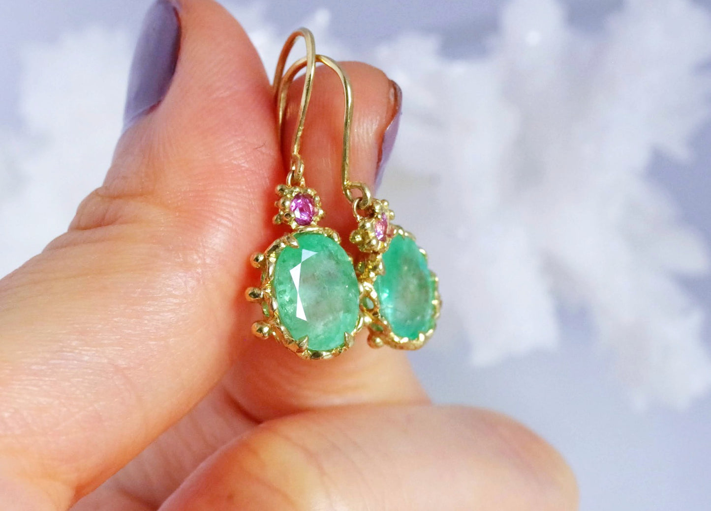 Elizabeth Earrings- Emerald Sapphire