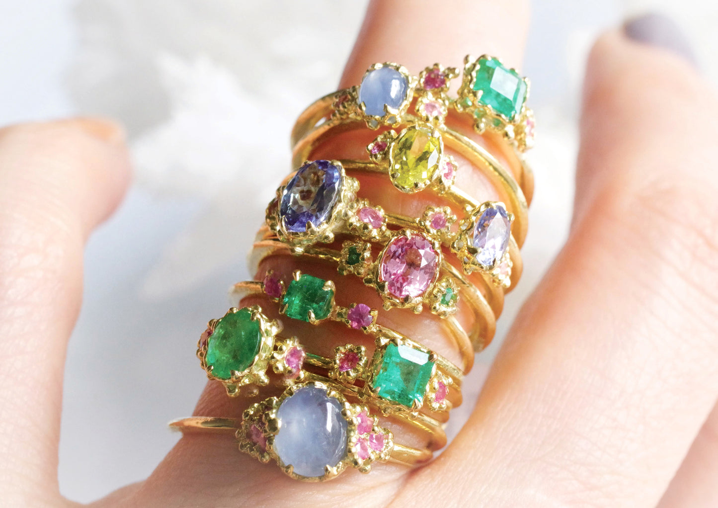 Padparadscha Sapphire Emerald Ring