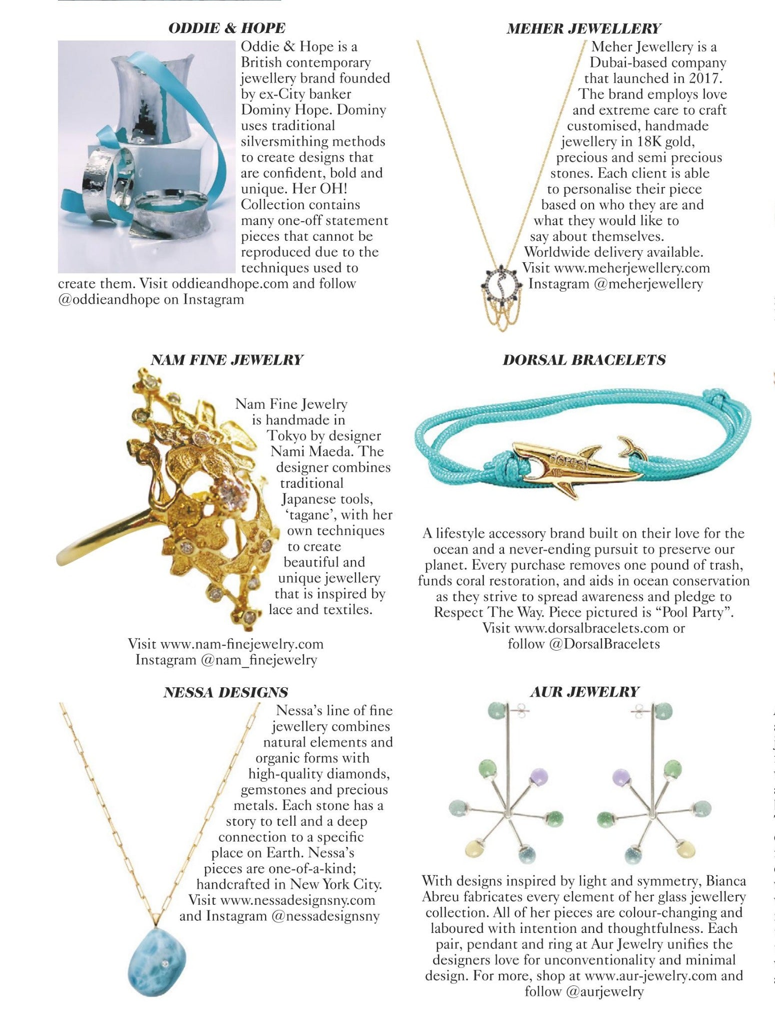 ブリティッシュ・ヴォーグ 2020年8月号の誌面、NAMの製品が掲載されている