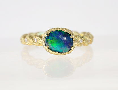 Black Opal Diamond Ring