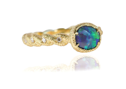 Black Opal Diamond Ring