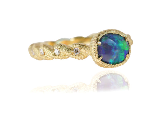 Black Opal Diamond Ring
