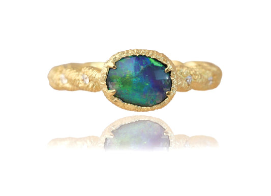 Black Opal Diamond Ring