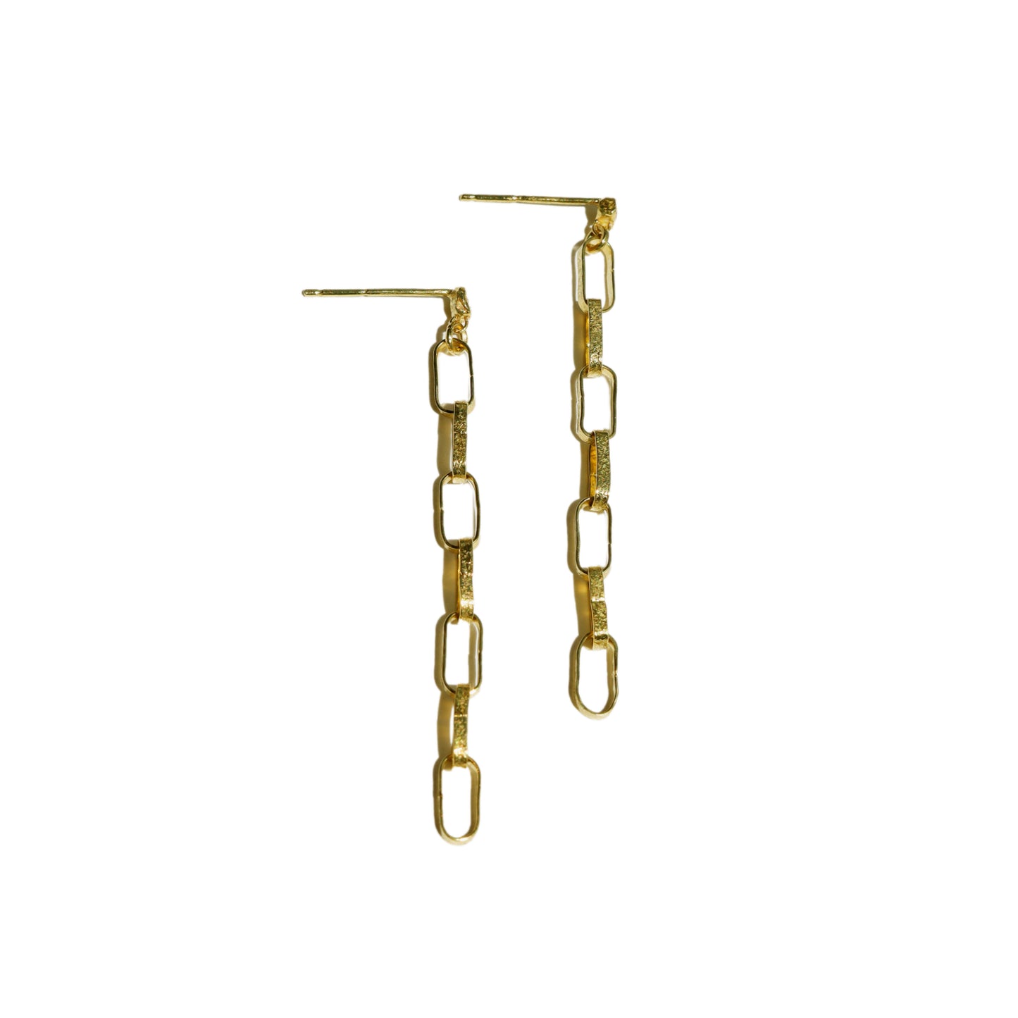Hammer Texture Chain Diamond Earrings