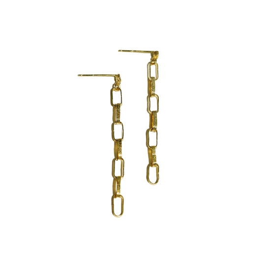 Hammer Texture Chain Diamond Earrings
