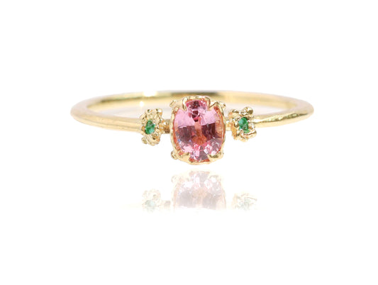 Padparadscha Sapphire Emerald Ring