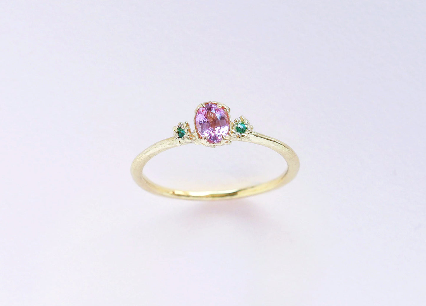 Padparadscha Sapphire Emerald Ring