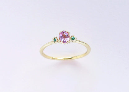 Padparadscha Sapphire Emerald Ring